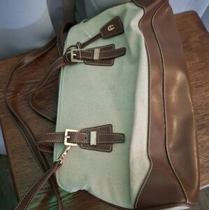 Canvas and leather handbag